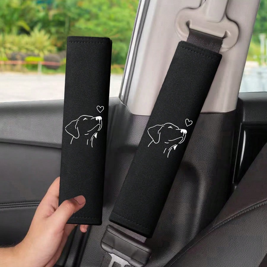 2pcs Car Seat Belt Shoulder Pads, Embroidered Design, Comfortable For Driver And Passenger All Season, Durable Safety Belt Accessories, 2025 New Shoulder Pads, Fit Most Vehicles, Car Interior Accessor