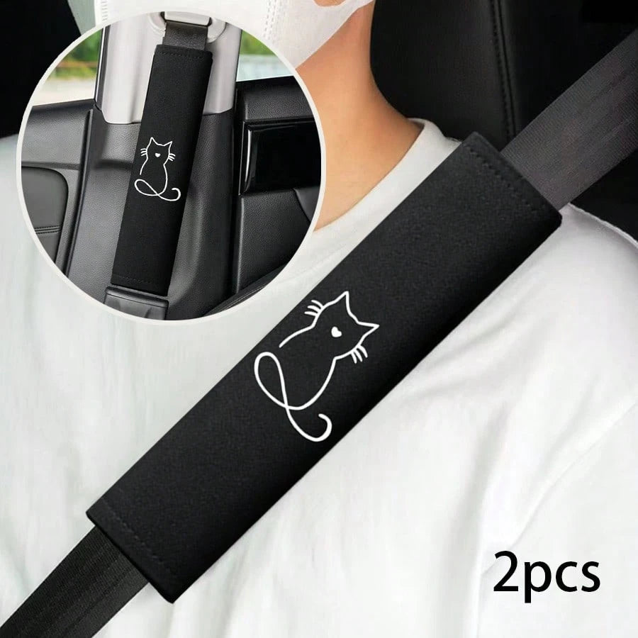 2pcs Car Seat Belt Shoulder Pads, Embroidered Design, Comfortable For Driver And Passenger All Season, Durable Safety Belt Accessories, 2025 New Shoulder Pads, Fit Most Vehicles, Car Interior Accessor