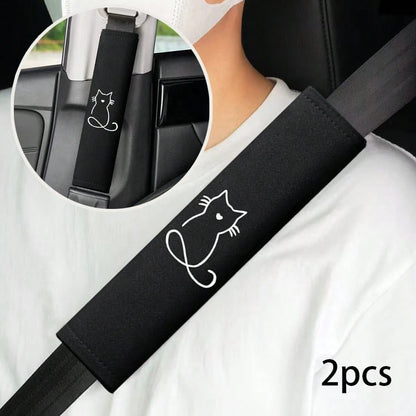 2pcs Car Seat Belt Shoulder Pads, Embroidered Design, Comfortable For Driver And Passenger All Season, Durable Safety Belt Accessories, 2025 New Shoulder Pads, Fit Most Vehicles, Car Interior Accessor