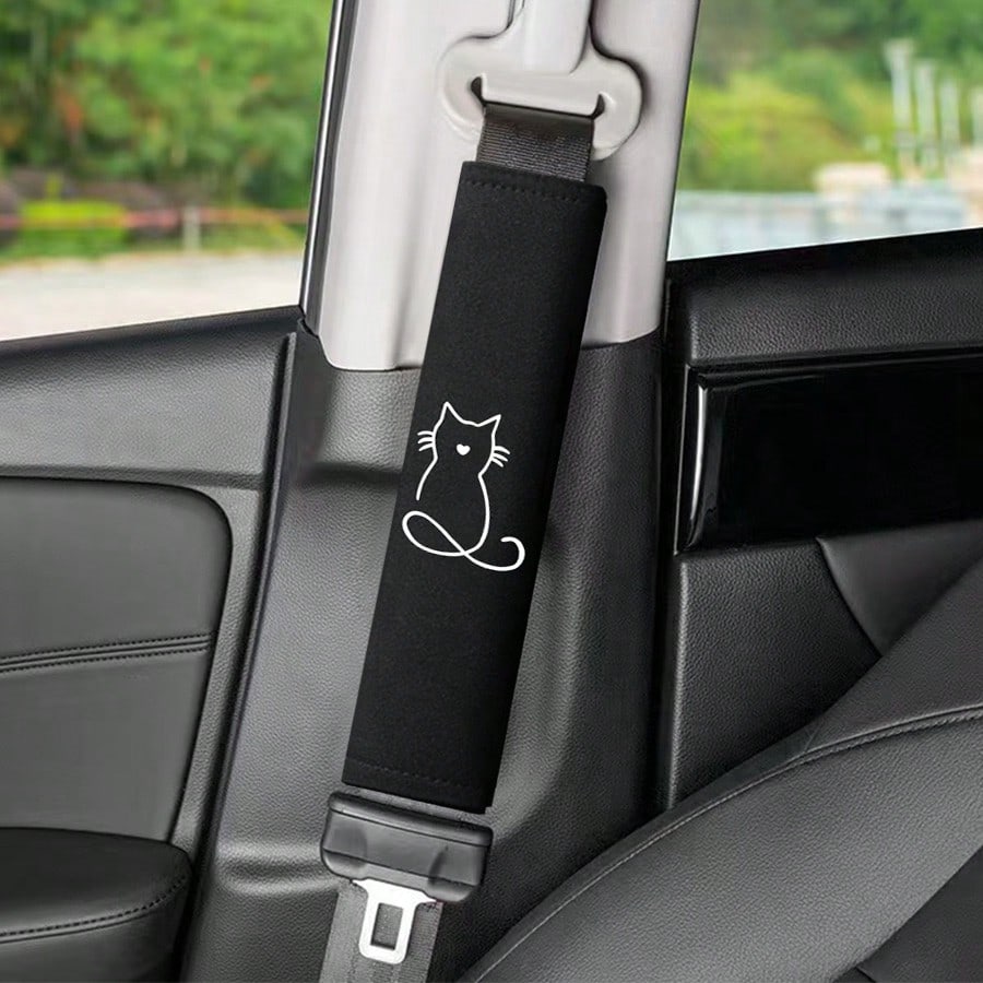 2pcs Car Seat Belt Shoulder Pads, Embroidered Design, Comfortable For Driver And Passenger All Season, Durable Safety Belt Accessories, 2025 New Shoulder Pads, Fit Most Vehicles, Car Interior Accessor