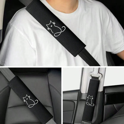 2pcs Car Seat Belt Shoulder Pads, Embroidered Design, Comfortable For Driver And Passenger All Season, Durable Safety Belt Accessories, 2025 New Shoulder Pads, Fit Most Vehicles, Car Interior Accessor
