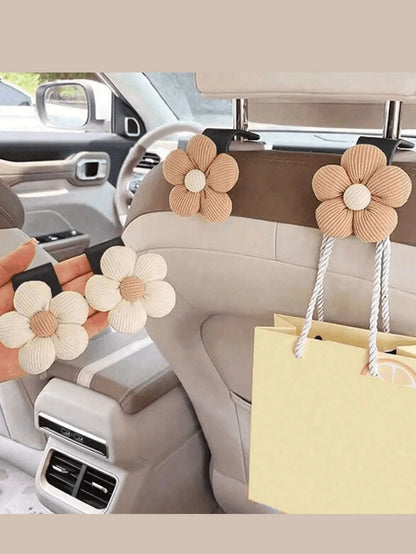 2pcs Car Small Flower Hook Multifunctional Car Seat Back Storage Hook Car Storage Decoration Supplies