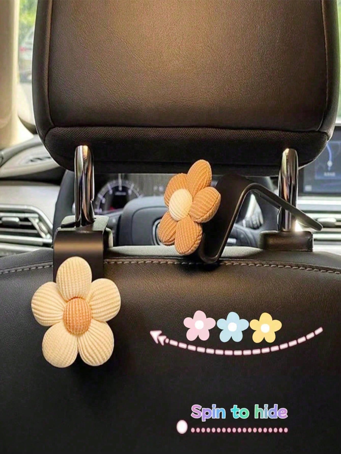 2pcs Car Small Flower Hook Multifunctional Car Seat Back Storage Hook Car Storage Decoration Supplies