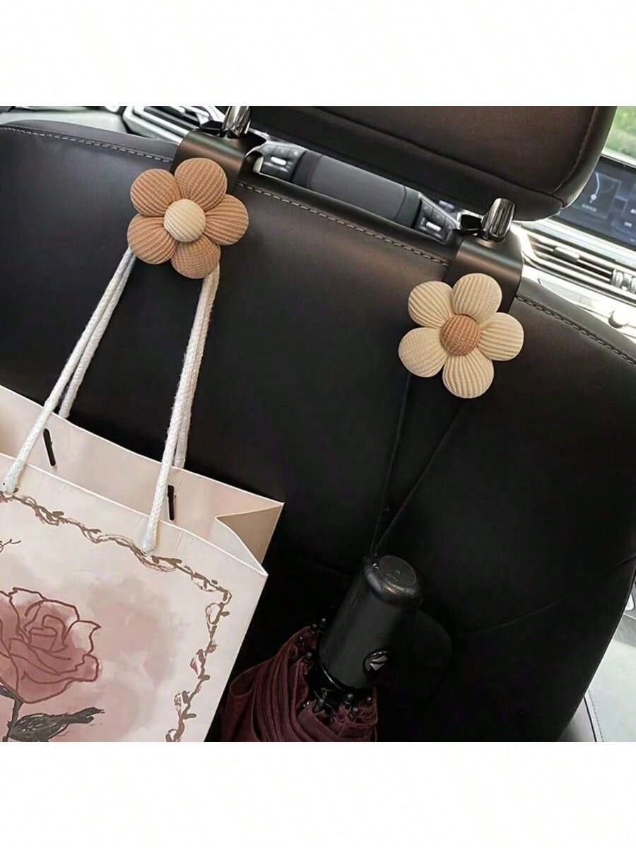 2pcs Car Small Flower Hook Multifunctional Car Seat Back Storage Hook Car Storage Decoration Supplies