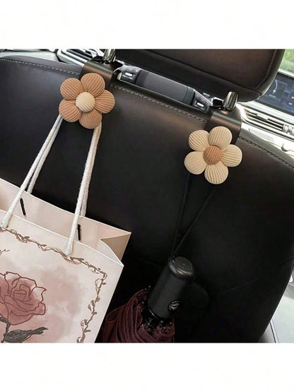 2pcs Car Small Flower Hook Multifunctional Car Seat Back Storage Hook Car Storage Decoration Supplies