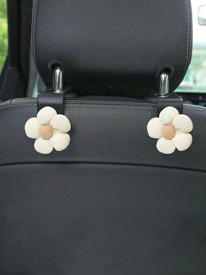2pcs Car Small Flower Hook Multifunctional Car Seat Back Storage Hook Car Storage Decoration Supplies
