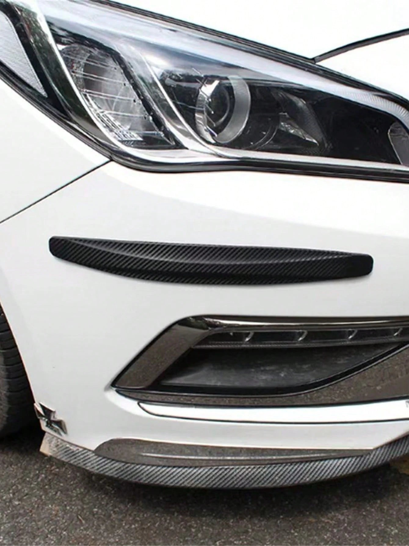 2pcs Carbon Fiber Texture Car Bumper Anti-Collision Strips| Universal Front & Rear Scratch Protection Strips| Flexible Rubber Body Guard Strips| Easy To Install Car Exterior Decoration Accessories