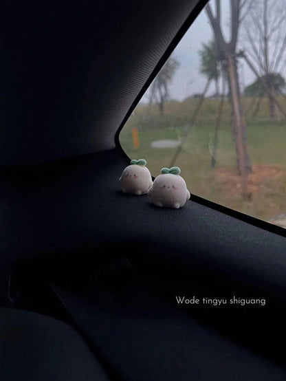 2pcs Cute Car Window Pillar Decor, Self-Adhesive Flocked Mini Cartoon Dolls, Residue-Free Cute Car Interior A-Pillar Accessories, Exquisite Aesthetic Desktop Home Decor