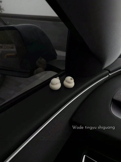 2pcs Cute Car Window Pillar Decor, Self-Adhesive Flocked Mini Cartoon Dolls, Residue-Free Cute Car Interior A-Pillar Accessories, Exquisite Aesthetic Desktop Home Decor
