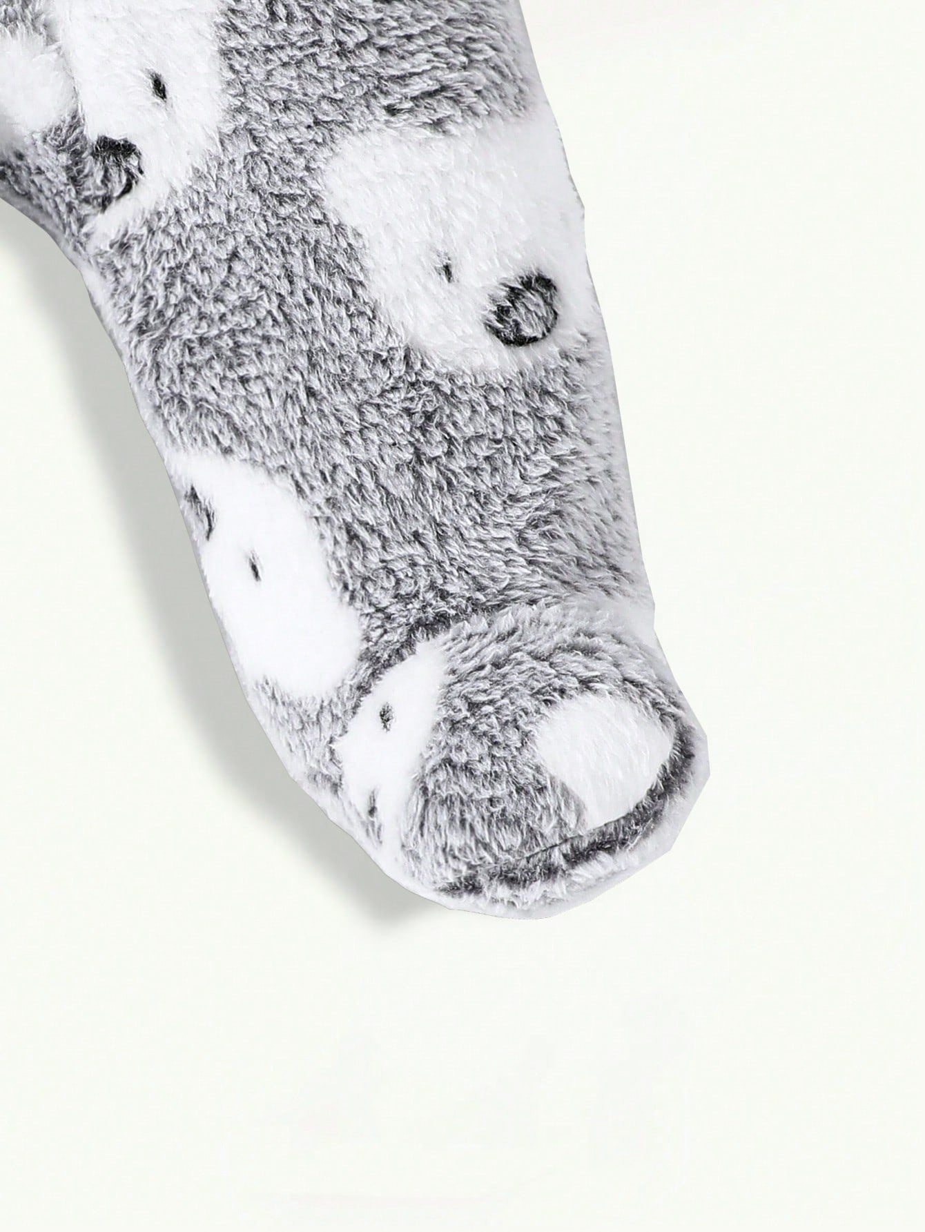 2pcs Cute Koala Print Embroidered Warm Soft Thicken Fleece Newborn Jumpsuit Jumpsuit, Homewear For Autumn/Winter Night Light Grey Grey Kawaii Cute