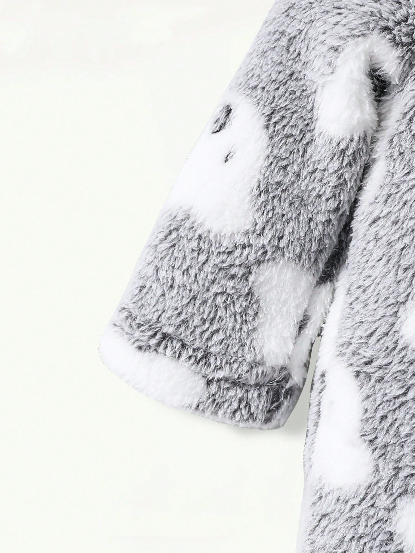 2pcs Cute Koala Print Embroidered Warm Soft Thicken Fleece Newborn Jumpsuit Jumpsuit, Homewear For Autumn/Winter Night Light Grey Grey Kawaii Cute