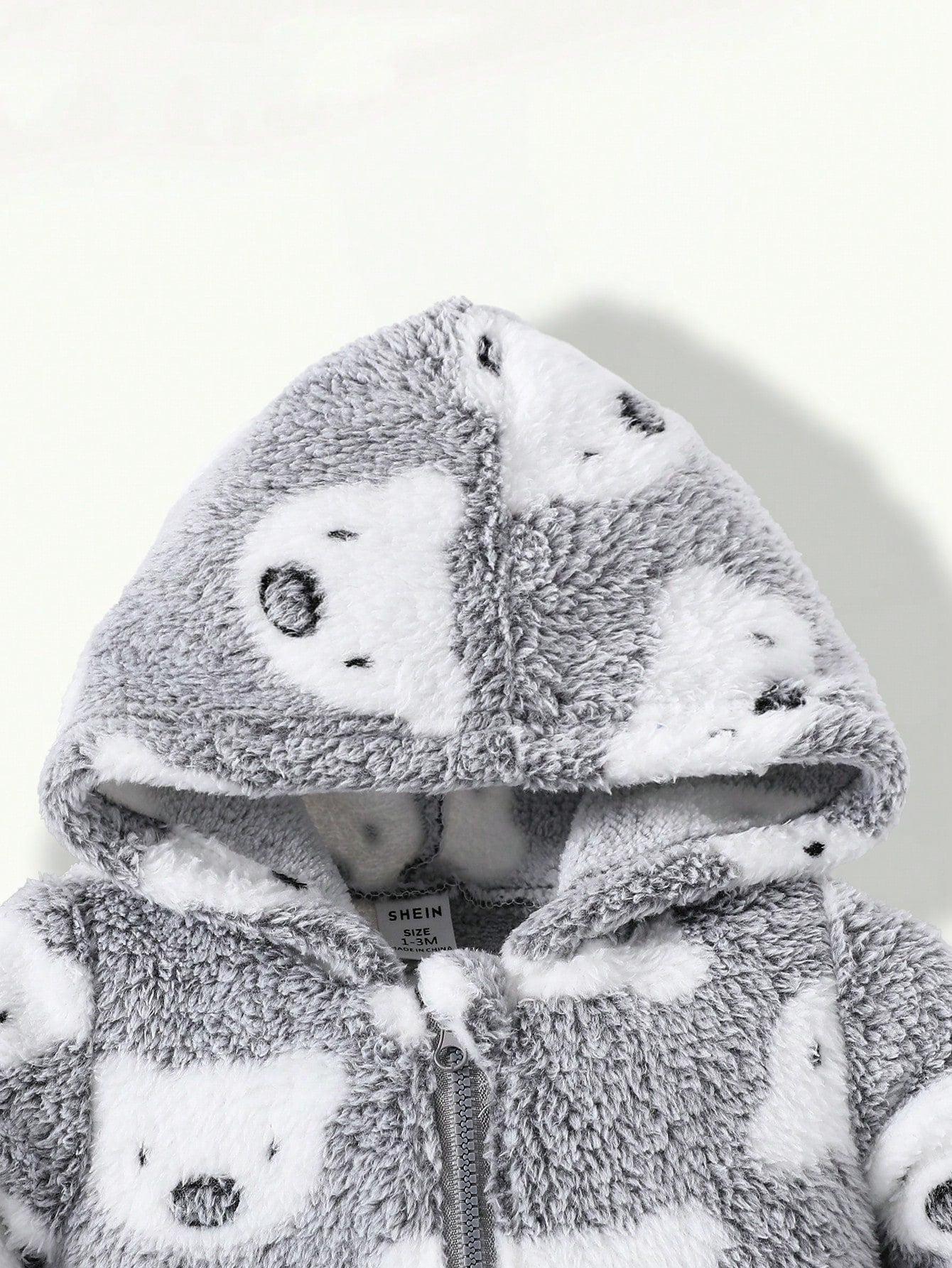 2pcs Cute Koala Print Embroidered Warm Soft Thicken Fleece Newborn Jumpsuit Jumpsuit, Homewear For Autumn/Winter Night Light Grey Grey Kawaii Cute