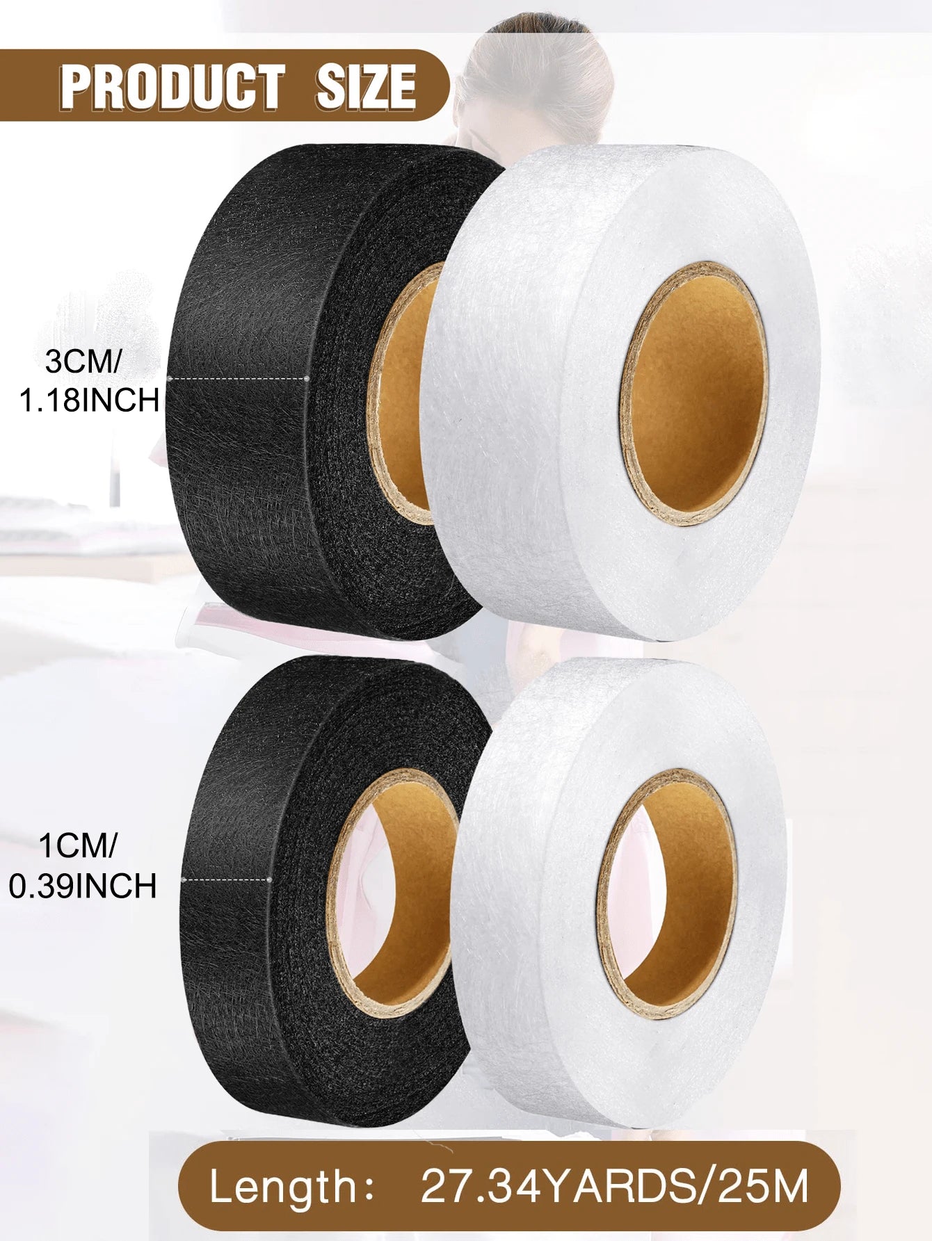 2pcs Double-Sided Iron-On Hemming Tape, Strong Adhesive Hot Melt Tape, Iron-On Fusible Tape, Suitable For Clothing Alterations, Pants, Jeans, Skirts