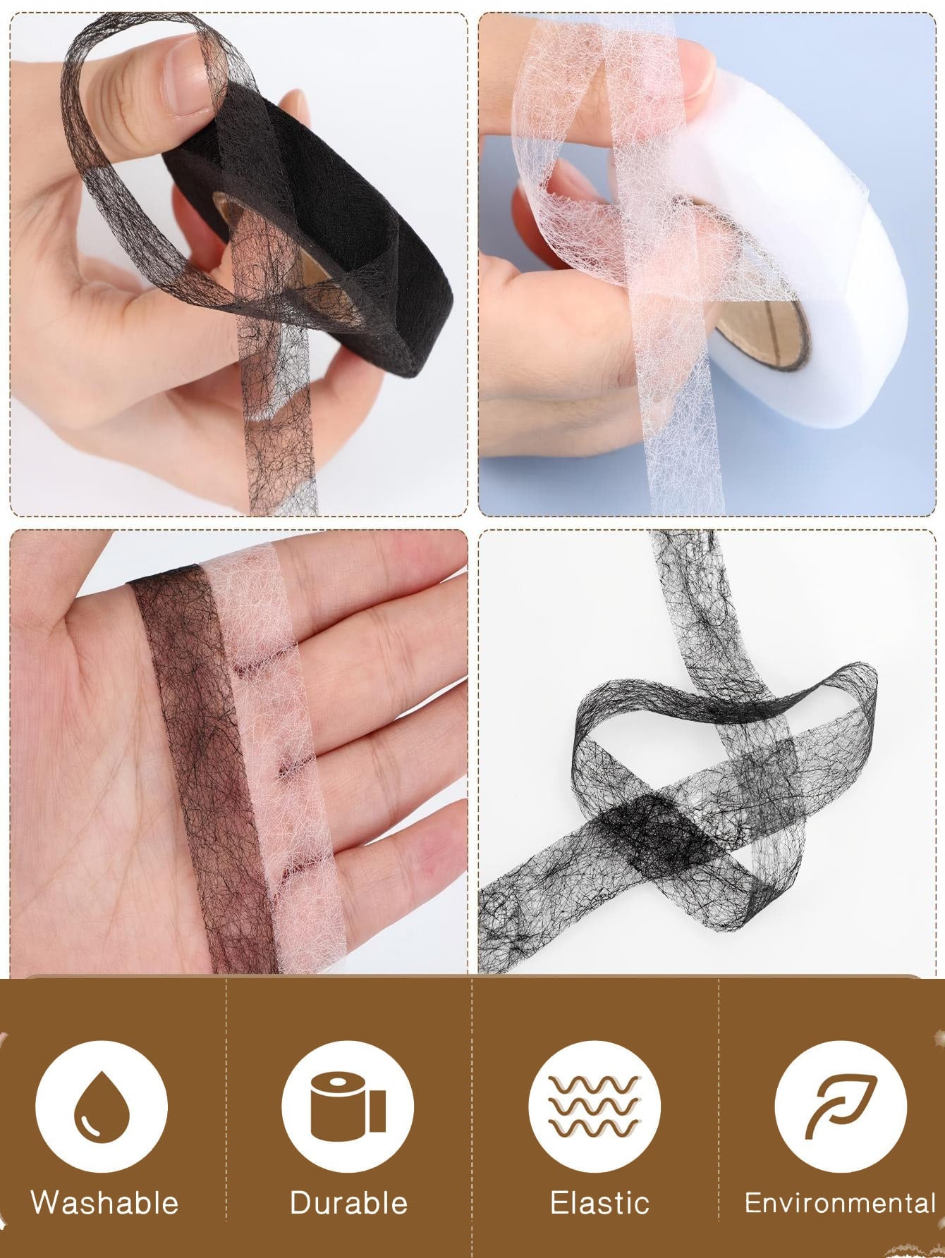 2pcs Double-Sided Iron-On Hemming Tape, Strong Adhesive Hot Melt Tape, Iron-On Fusible Tape, Suitable For Clothing Alterations, Pants, Jeans, Skirts