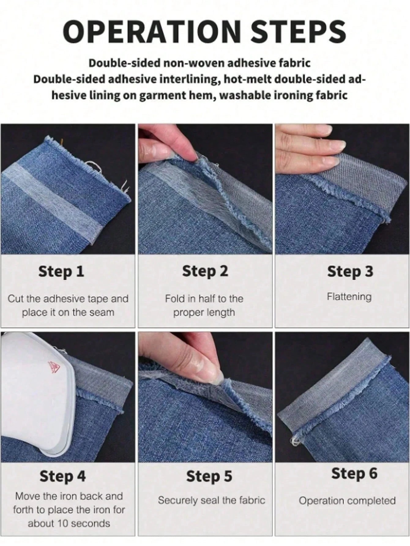 2pcs Double-Sided Iron-On Hemming Tape, Strong Adhesive Hot Melt Tape, Iron-On Fusible Tape, Suitable For Clothing Alterations, Pants, Jeans, Skirts