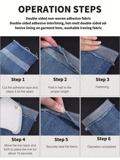 2pcs Double-Sided Iron-On Hemming Tape, Strong Adhesive Hot Melt Tape, Iron-On Fusible Tape, Suitable For Clothing Alterations, Pants, Jeans, Skirts