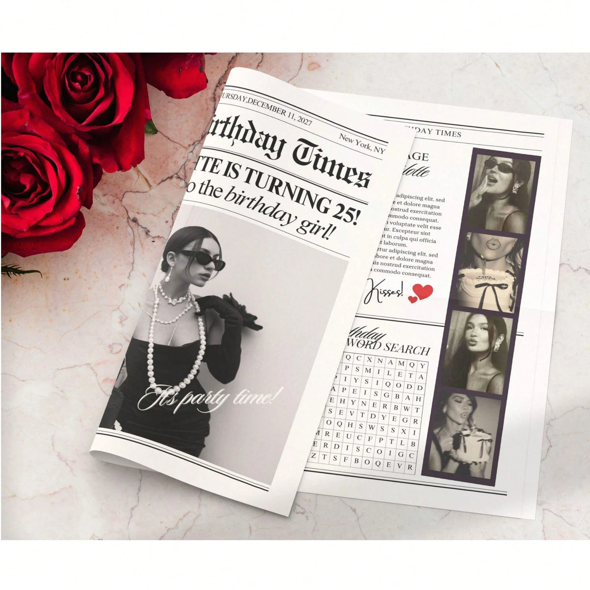 2pcs Editable Birthday Newspaper Template, Large Newspaper Template, Photography Birthday Newspaper 288x580MM