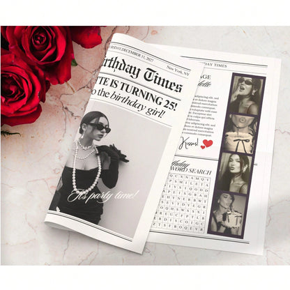 2pcs Editable Birthday Newspaper Template, Large Newspaper Template, Photography Birthday Newspaper 288x580MM