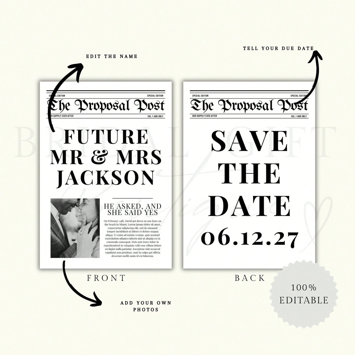 2pcs Editable Birthday Newspaper Template, Large Newspaper Template, Photography Birthday Newspaper 288x580MM