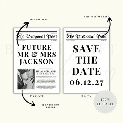 2pcs Editable Birthday Newspaper Template, Large Newspaper Template, Photography Birthday Newspaper 288x580MM