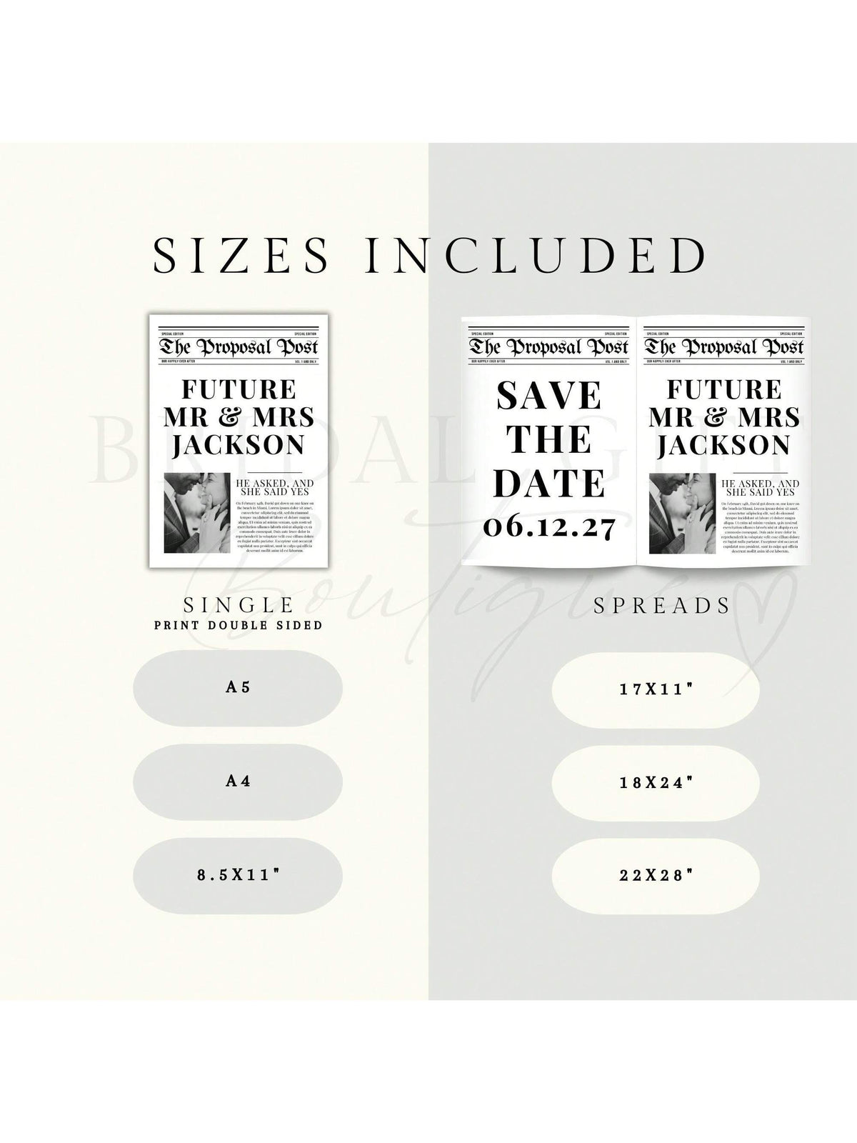 2pcs Editable Birthday Newspaper Template, Large Newspaper Template, Photography Birthday Newspaper 288x580MM