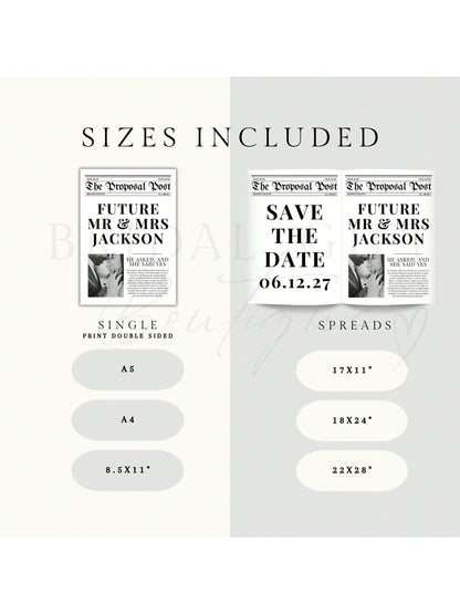 2pcs Editable Birthday Newspaper Template, Large Newspaper Template, Photography Birthday Newspaper 288x580MM