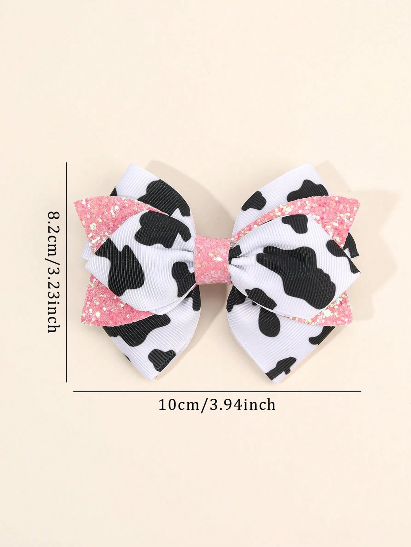 2pcs Girls Cow Print Hair Bows, Cute Pink Glitter Bowknot Hair Clips, Cow Pattern Ribbed Satin Ribbon Bowknot Hair Clips, Cute Hair Accessories, Baby Hair Accessories