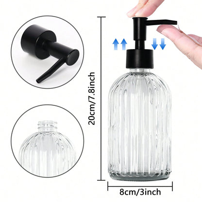 2pcs Glass Soap Dispenser With Plastic Pump, Hand Soap Dispenser For Hand Wash, Lotion Dispenser For Dishwashing Liquid, Lotion Shower Gel