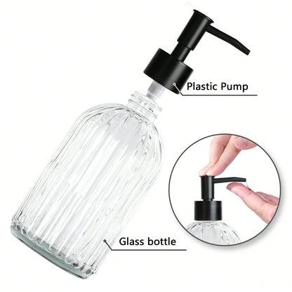 2pcs Glass Soap Dispenser With Plastic Pump, Hand Soap Dispenser For Hand Wash, Lotion Dispenser For Dishwashing Liquid, Lotion Shower Gel