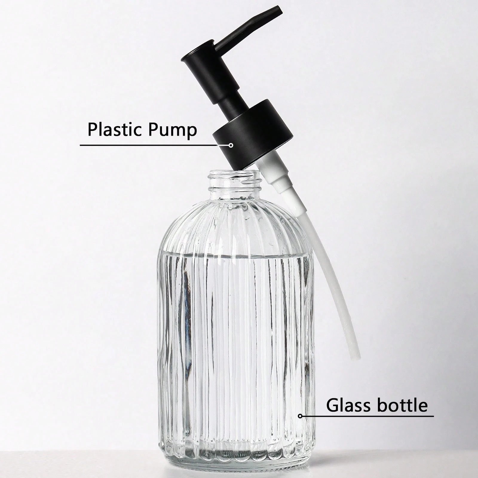 2pcs Glass Soap Dispenser With Plastic Pump, Hand Soap Dispenser For Hand Wash, Lotion Dispenser For Dishwashing Liquid, Lotion Shower Gel
