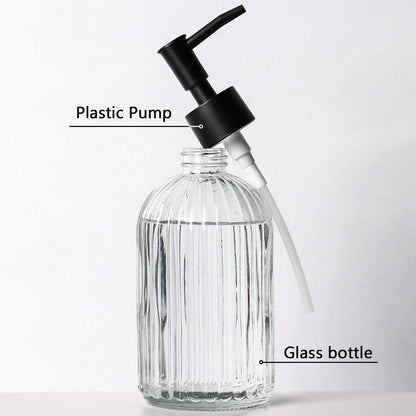 2pcs Glass Soap Dispenser With Plastic Pump, Hand Soap Dispenser For Hand Wash, Lotion Dispenser For Dishwashing Liquid, Lotion Shower Gel