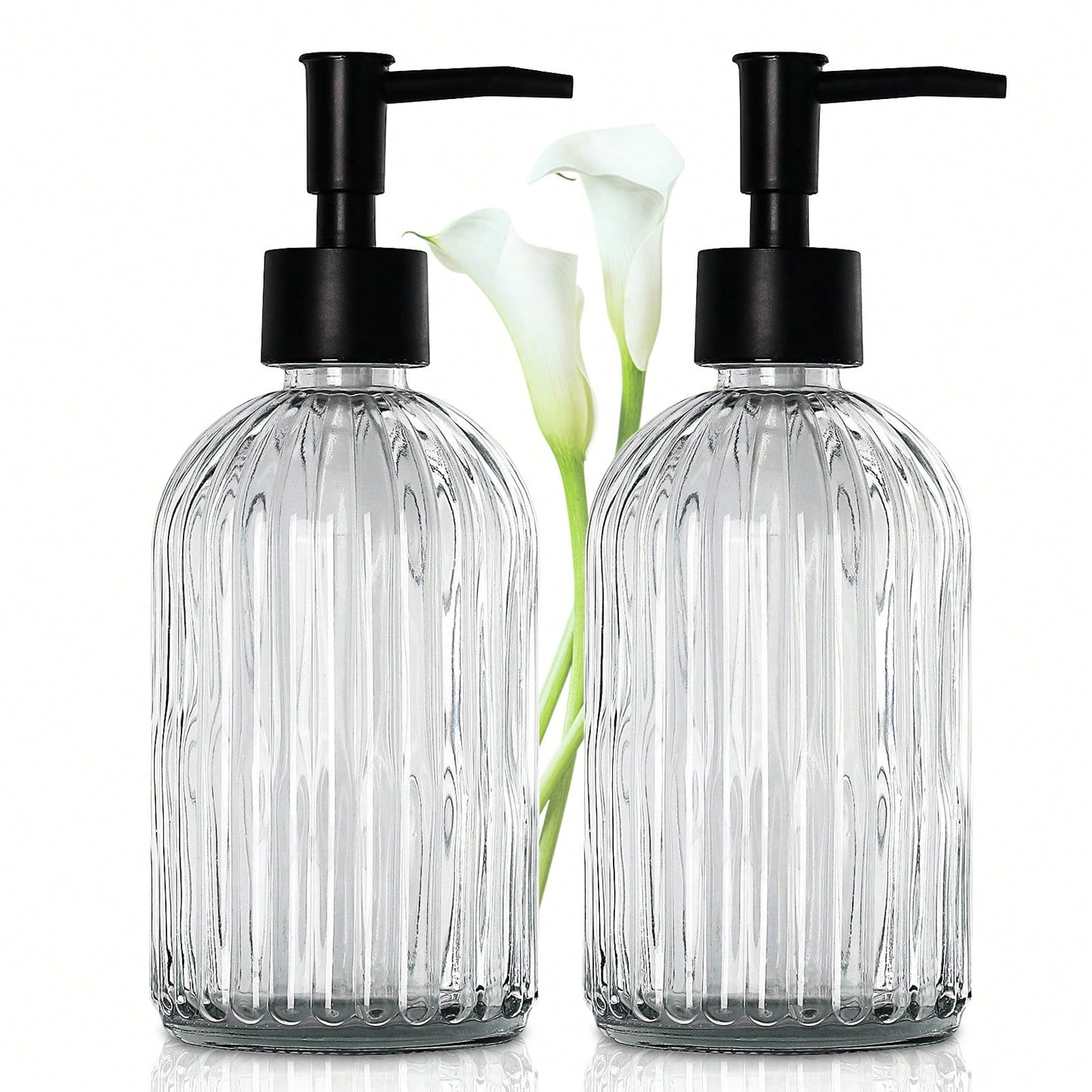2pcs Glass Soap Dispenser With Plastic Pump, Hand Soap Dispenser For Hand Wash, Lotion Dispenser For Dishwashing Liquid, Lotion Shower Gel