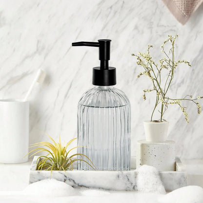 2pcs Glass Soap Dispenser With Plastic Pump, Hand Soap Dispenser For Hand Wash, Lotion Dispenser For Dishwashing Liquid, Lotion Shower Gel