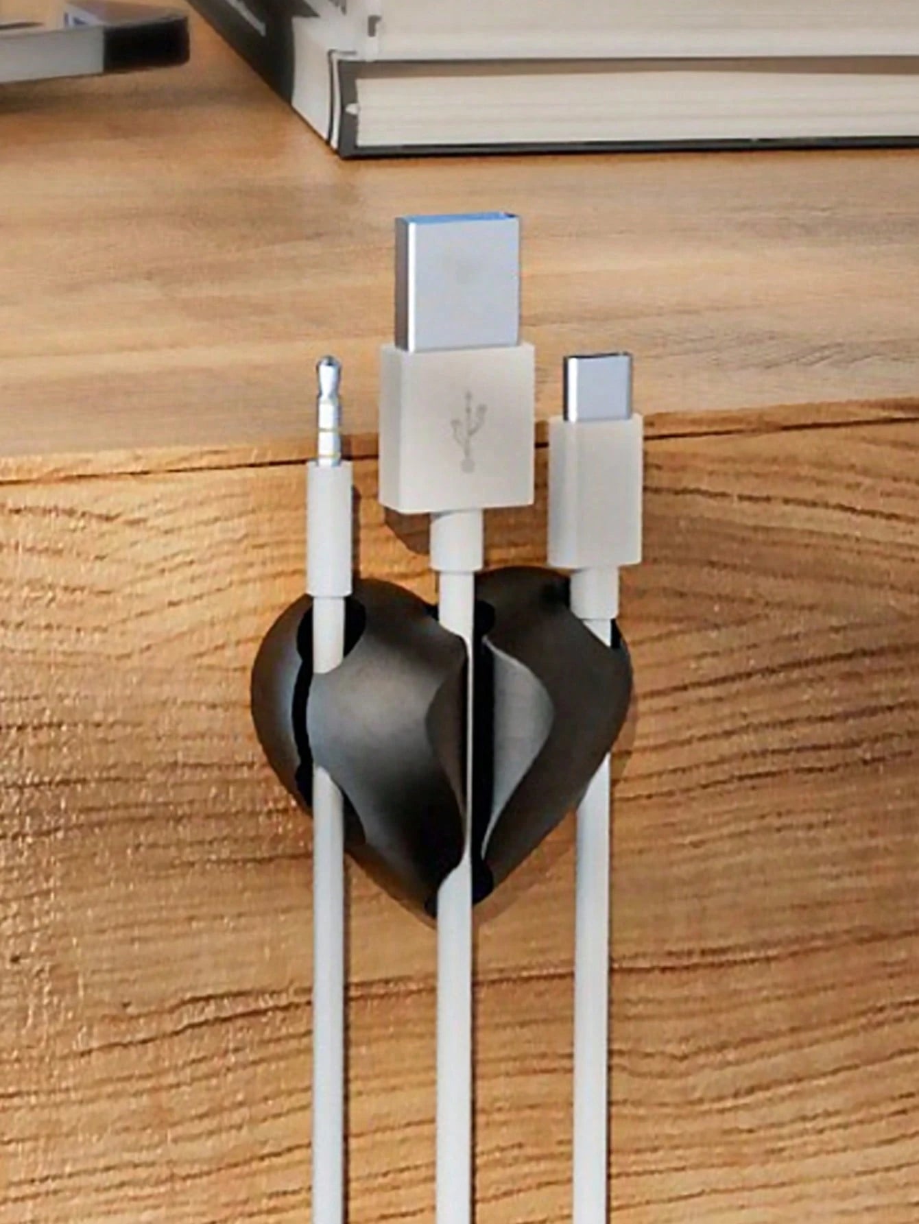 2pcs Heart-Shaped Cable Organizers, Phone Charging Wire Fastener Clips, Winding Organizer, Self-Adhesive Cable Holder For Desk, Nightstand, Wall, Car, And Office