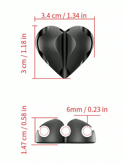 2pcs Heart-Shaped Cable Organizers, Phone Charging Wire Fastener Clips, Winding Organizer, Self-Adhesive Cable Holder For Desk, Nightstand, Wall, Car, And Office