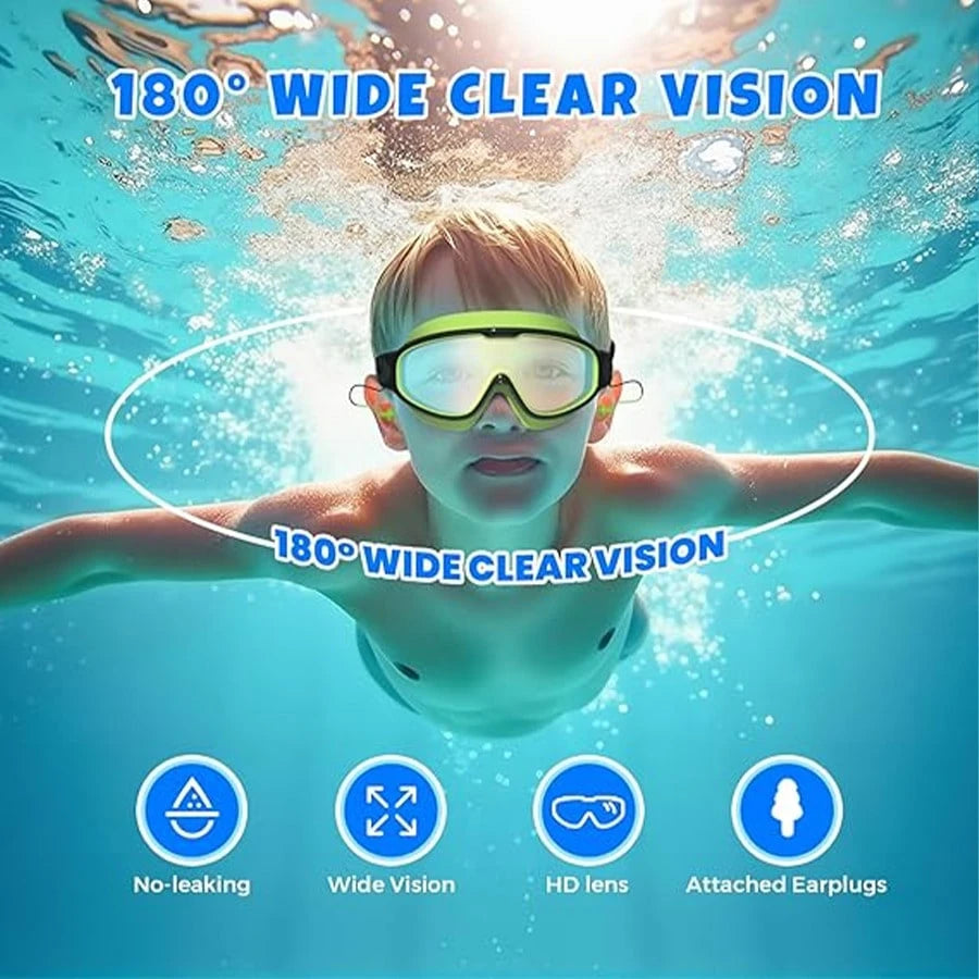 2pcs Kids Swimming Goggles Set, Anti-Fog High Definition Children Swimming Goggles, Leak-Proof Wide Angle Swimming Goggles, Back To School