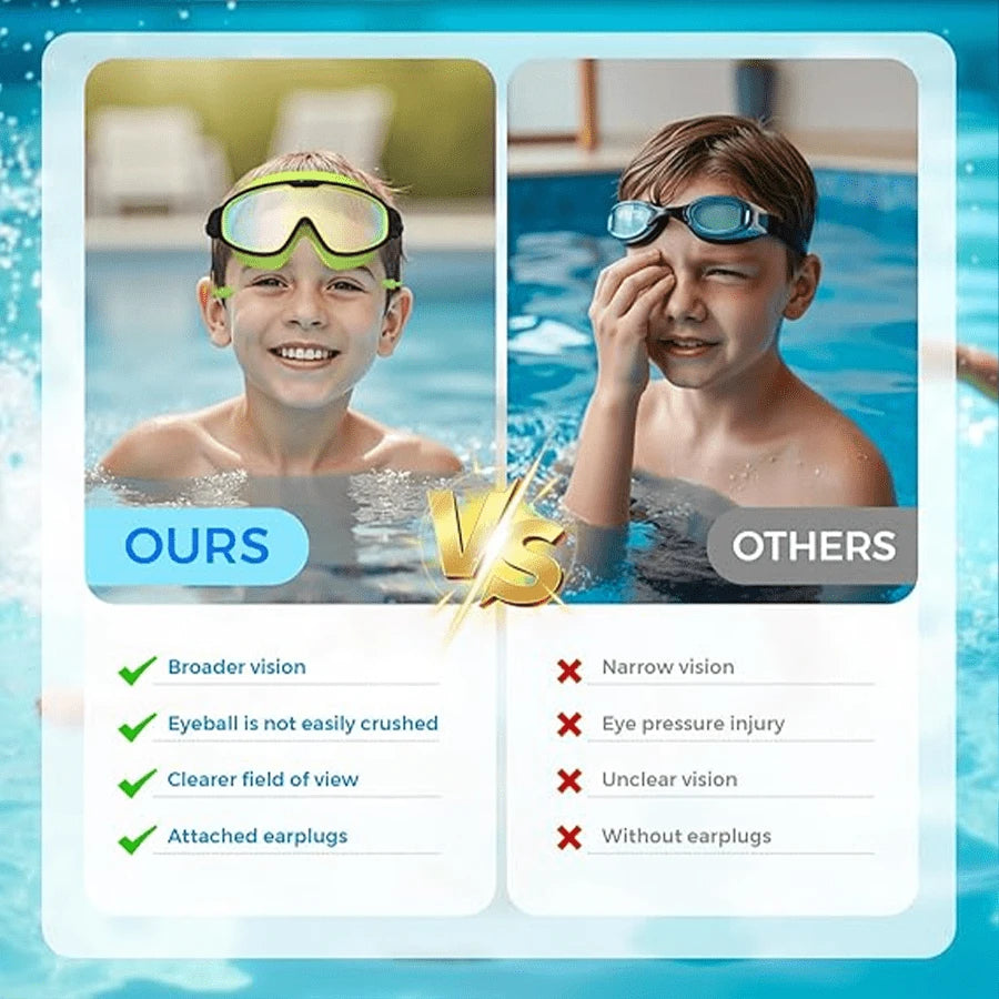 2pcs Kids Swimming Goggles Set, Anti-Fog High Definition Children Swimming Goggles, Leak-Proof Wide Angle Swimming Goggles, Back To School