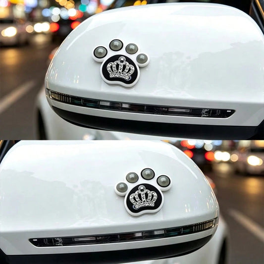 2pcs New Creative Shiny Crown Pattern Car Accessories For Women, Car Door Anti-Collision Stickers, Rearview Mirror Protection Stickers, Trunk Decorative Stickers