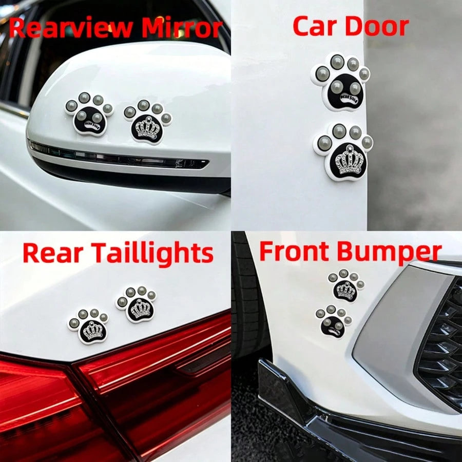 2pcs New Creative Shiny Crown Pattern Car Accessories For Women, Car Door Anti-Collision Stickers, Rearview Mirror Protection Stickers, Trunk Decorative Stickers