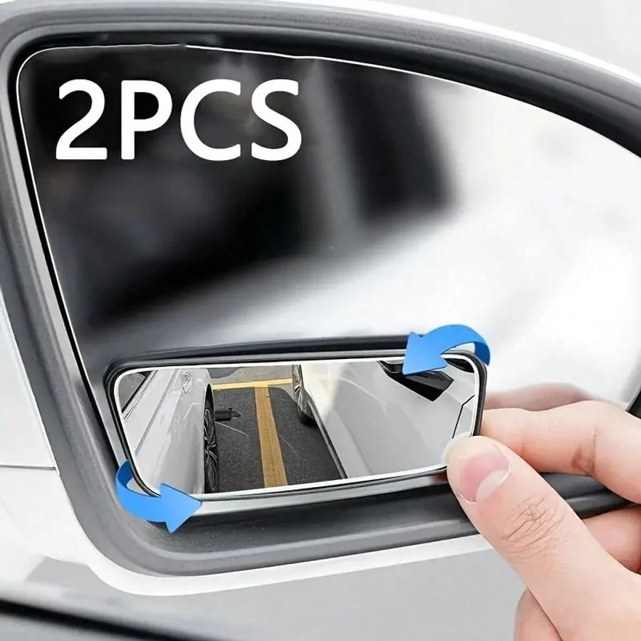 2pcs Oval Blind Spot Mirrors, Universal Type, Front Mount, Flat Wide Angle Adjustable Side Rearview Mirrors, Suitable For Multiple Vehicles