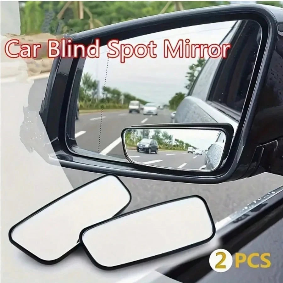 2pcs Oval Blind Spot Mirrors, Universal Type, Front Mount, Flat Wide Angle Adjustable Side Rearview Mirrors, Suitable For Multiple Vehicles