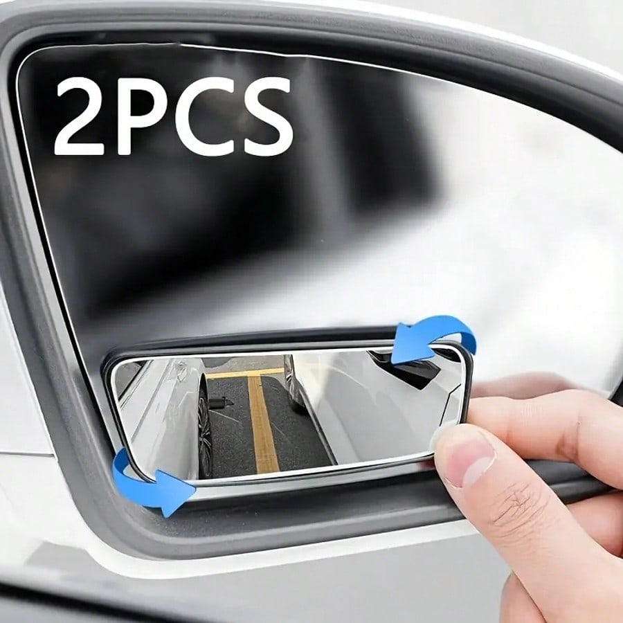 2pcs Oval Blind Spot Mirrors, Universal Type, Front Mount, Flat Wide Angle Adjustable Side Rearview Mirrors, Suitable For Multiple Vehicles