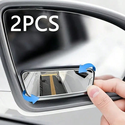 2pcs Oval Blind Spot Mirrors, Universal Type, Front Mount, Flat Wide Angle Adjustable Side Rearview Mirrors, Suitable For Multiple Vehicles