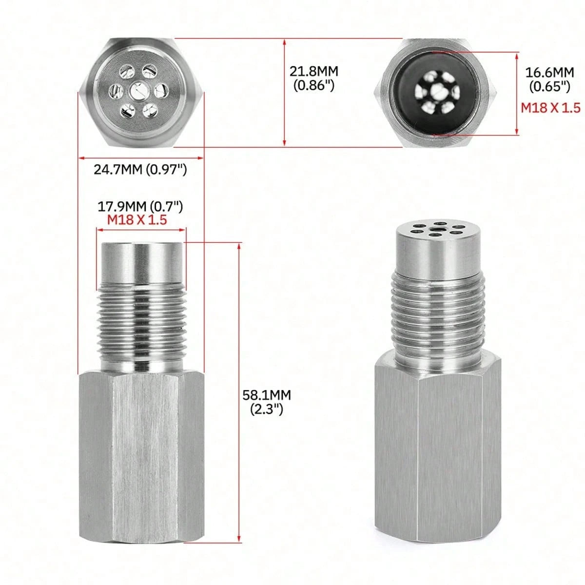 2pcs Oxygen Sensor Filter Adapter- New Stainless Steel Extension Pipe Fitting- Car Extension Screw,Universal Automotive Repair Tool Accessory