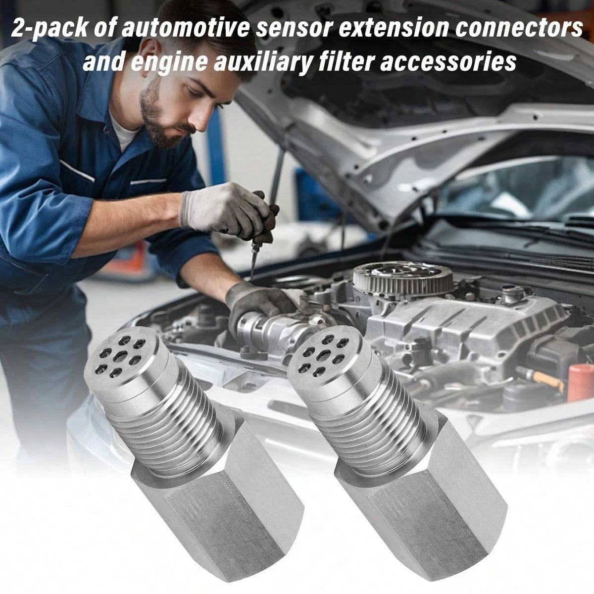 2pcs Oxygen Sensor Filter Adapter- New Stainless Steel Extension Pipe Fitting- Car Extension Screw,Universal Automotive Repair Tool Accessory