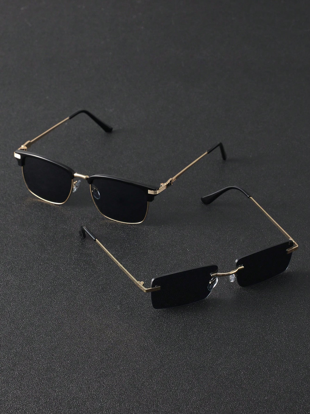 2pcs Plastic & Metal Geometric Classic Modern Minimalist Style Men's UV Protection Sunglasses, Suitable For Daily Driving, Camping, Tropical Beach Vacation, Outdoor Leisure Activities, Outings, Fashio