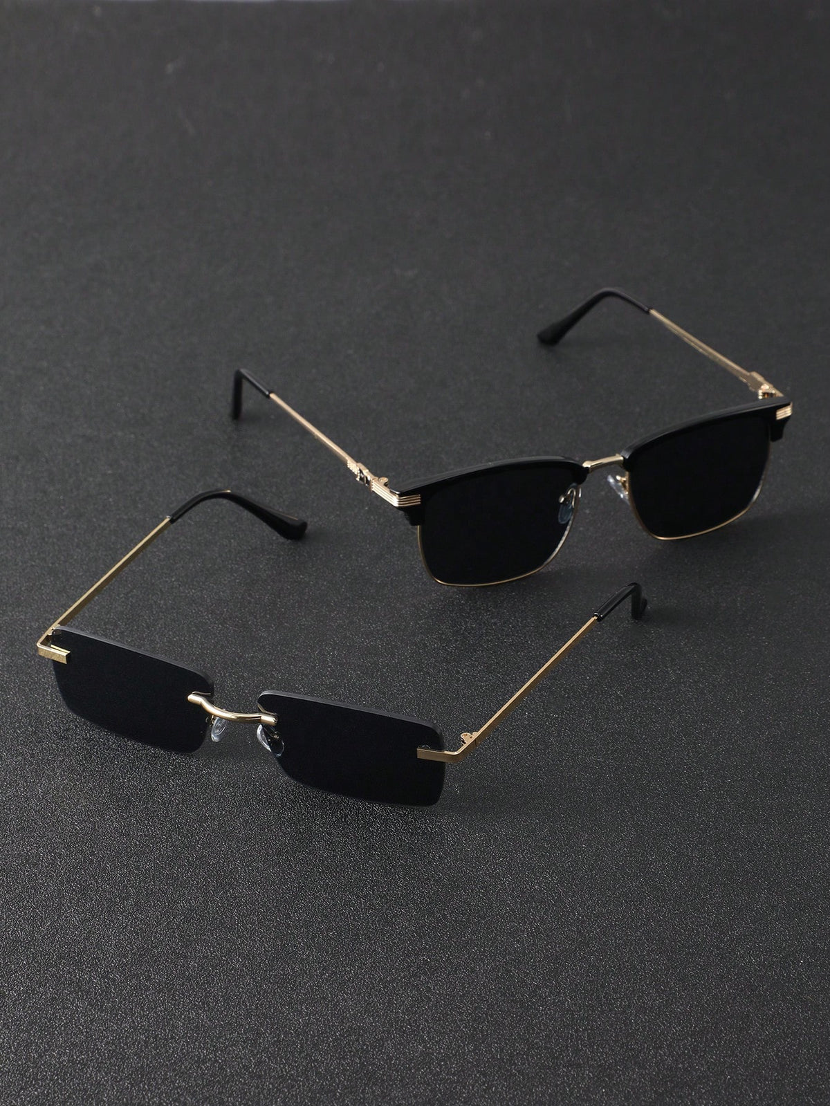 2pcs Plastic & Metal Geometric Classic Modern Minimalist Style Men's UV Protection Sunglasses, Suitable For Daily Driving, Camping, Tropical Beach Vacation, Outdoor Leisure Activities, Outings, Fashio