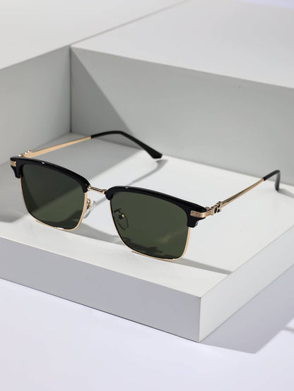 2pcs Plastic & Metal Geometric Classic Modern Minimalist Style Men's UV Protection Sunglasses, Suitable For Daily Driving, Camping, Tropical Beach Vacation, Outdoor Leisure Activities, Outings, Fashio
