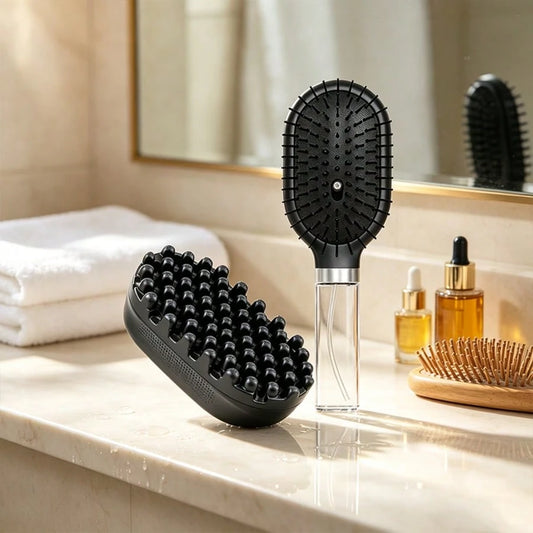 2pcs Professional Hair Comb Set, African Curly Hair Sponge Brush, Moisturizing Air Cushion Spray Comb, ABS Material, Ergonomic Handle, Dry And Wet Use, Curly Hair Dedicated Comb, Moisturizing Hair Com