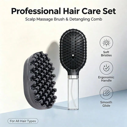 2pcs Professional Hair Comb Set, African Curly Hair Sponge Brush, Moisturizing Air Cushion Spray Comb, ABS Material, Ergonomic Handle, Dry And Wet Use, Curly Hair Dedicated Comb, Moisturizing Hair Com